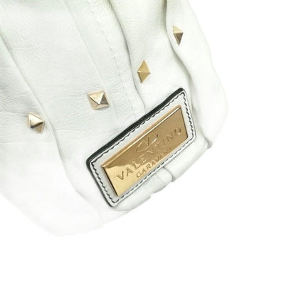 Valentino Garavani Hand Bag Tote Purse Rockstuds White Authentic