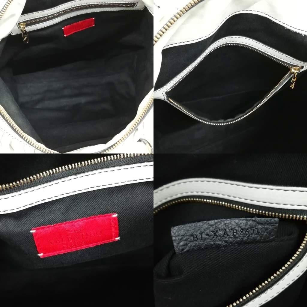 Valentino Garavani Hand Bag Tote Purse Rockstuds White Authentic