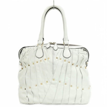 Valentino Garavani Hand Bag Tote Purse Rockstuds White Authentic