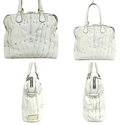 Valentino Garavani Hand Bag Tote Purse Rockstuds White Authentic
