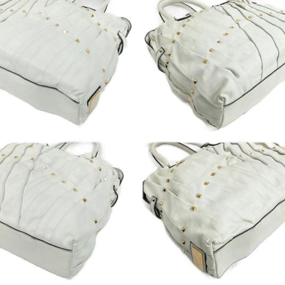 Valentino Garavani Hand Bag Tote Purse Rockstuds White Authentic