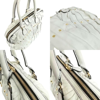 Valentino Garavani Hand Bag Tote Purse Rockstuds White Authentic