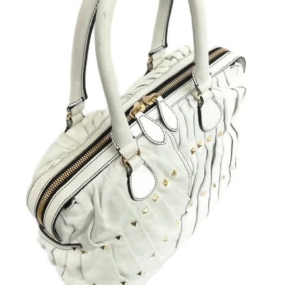 Valentino Garavani Hand Bag Tote Purse Rockstuds White Authentic