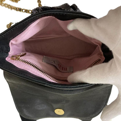 Red Valentino Shoulder Bag Purse Ribbon Chain Black Authentic