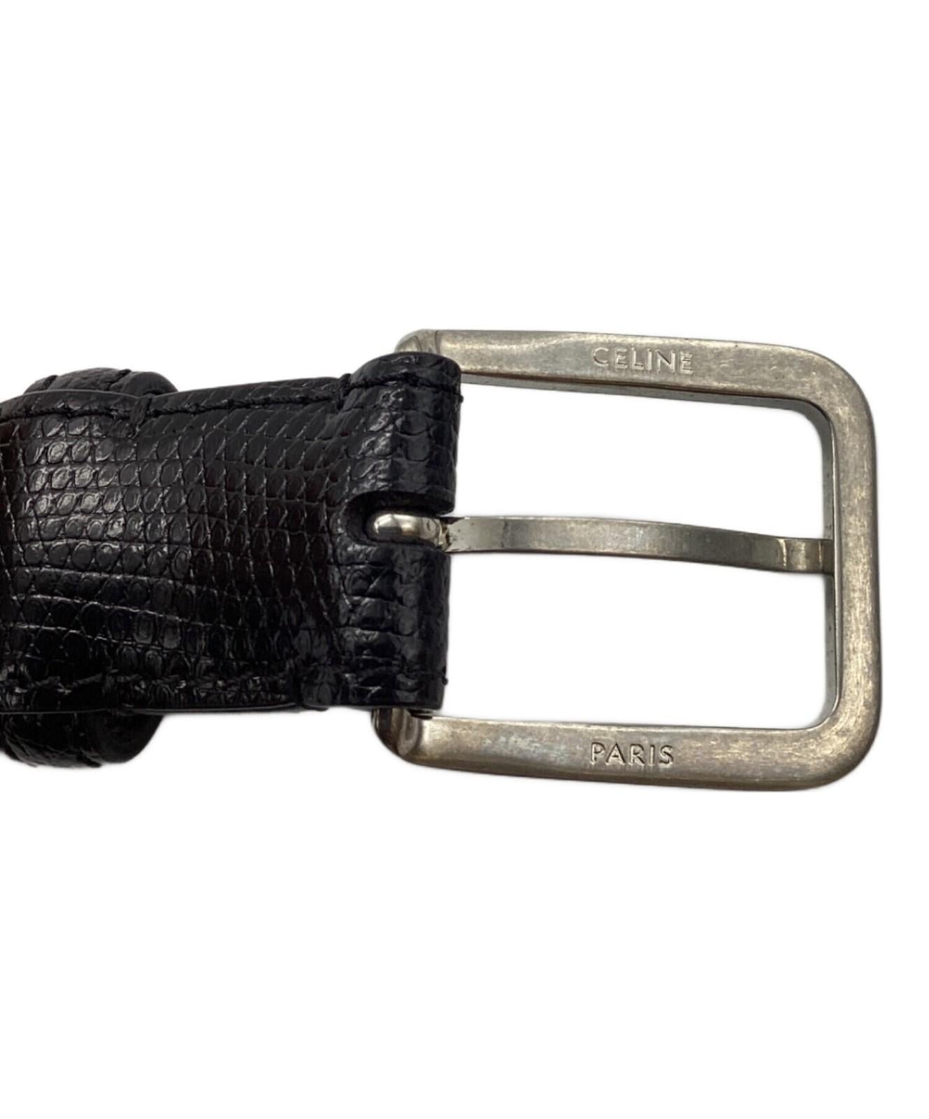 CELINE Men's Belt Black Leather Authentic