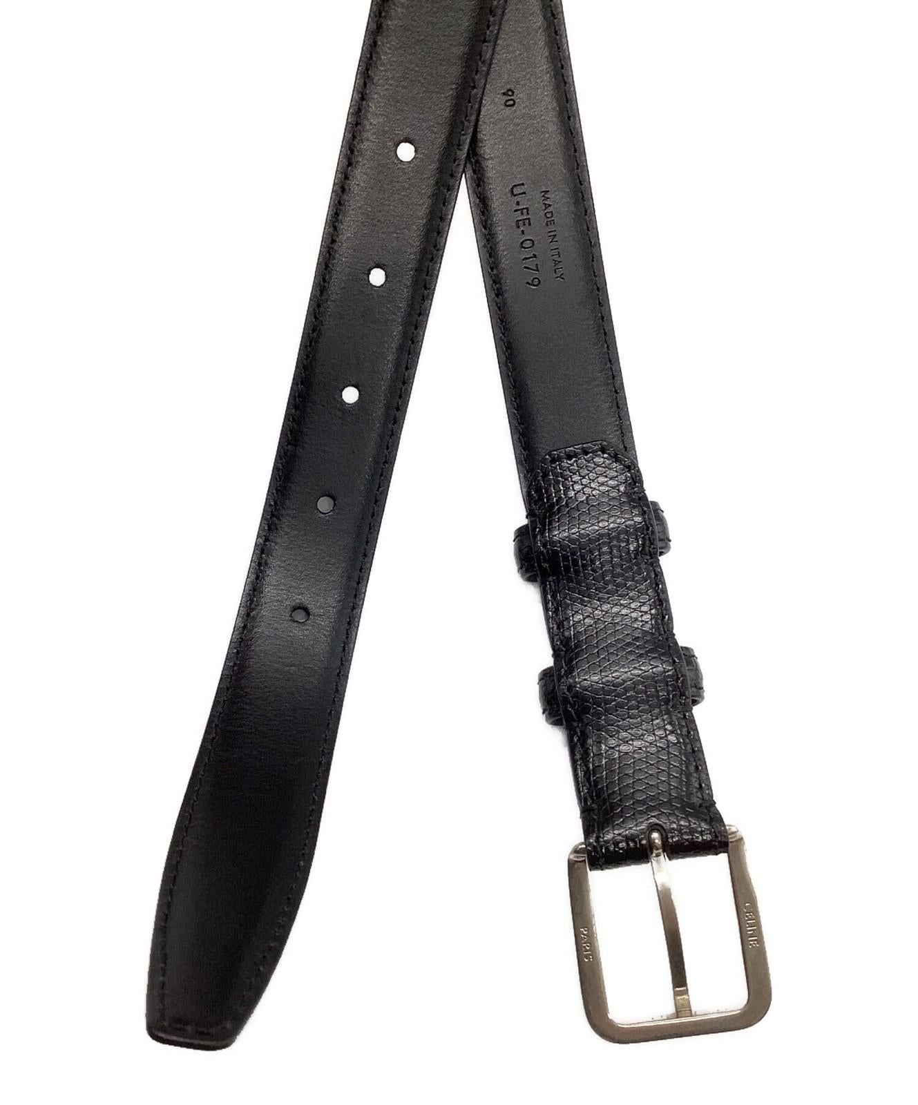 CELINE Men's Belt Black Leather Authentic