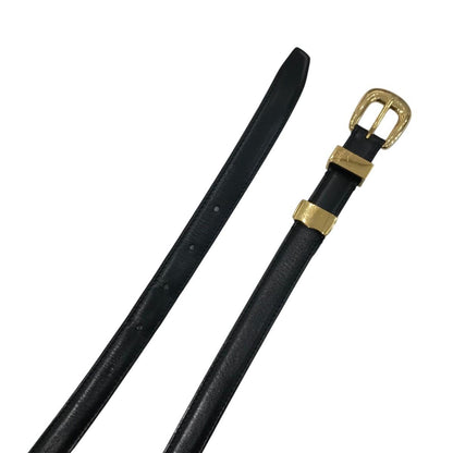 CELINE Men's Belt Black Gold Leather Authentic