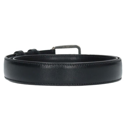 CELINE Men's Belt Black Silver Leather Authentic