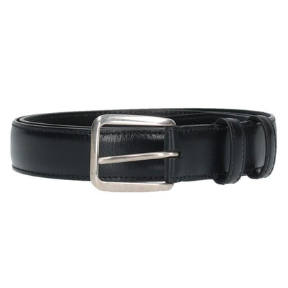CELINE Men's Belt Black Silver Leather Authentic