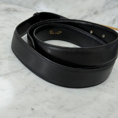 CELINE Men's Belt Horse carriage Leather Black Gold Authentic