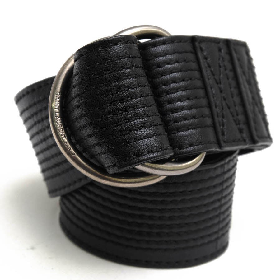 Saint Laurent Paris Hedi Slimane Men's Belt Leather Black Authentic