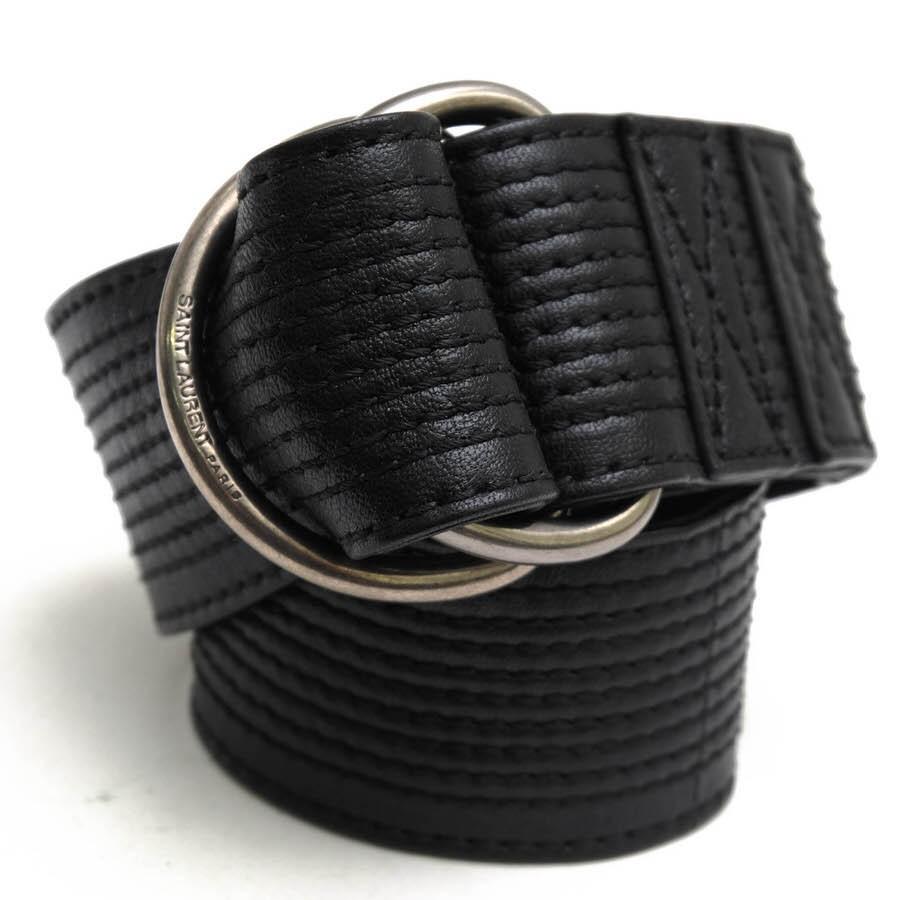 Saint Laurent Paris Hedi Slimane Men's Belt Leather Black Authentic