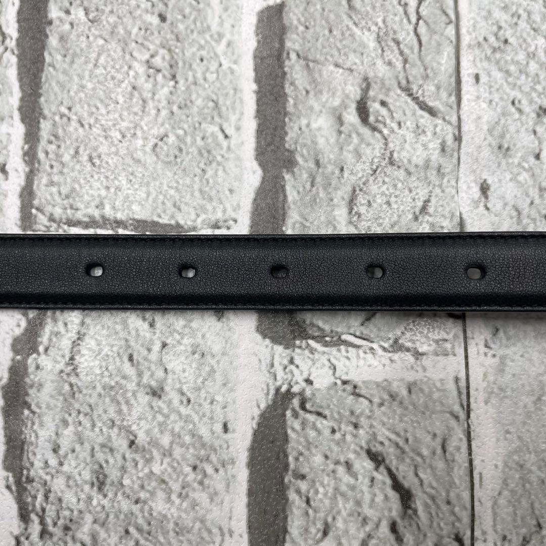 Saint Laurent Paris Men's Belt YSL Cassandra Leather Black Authentic