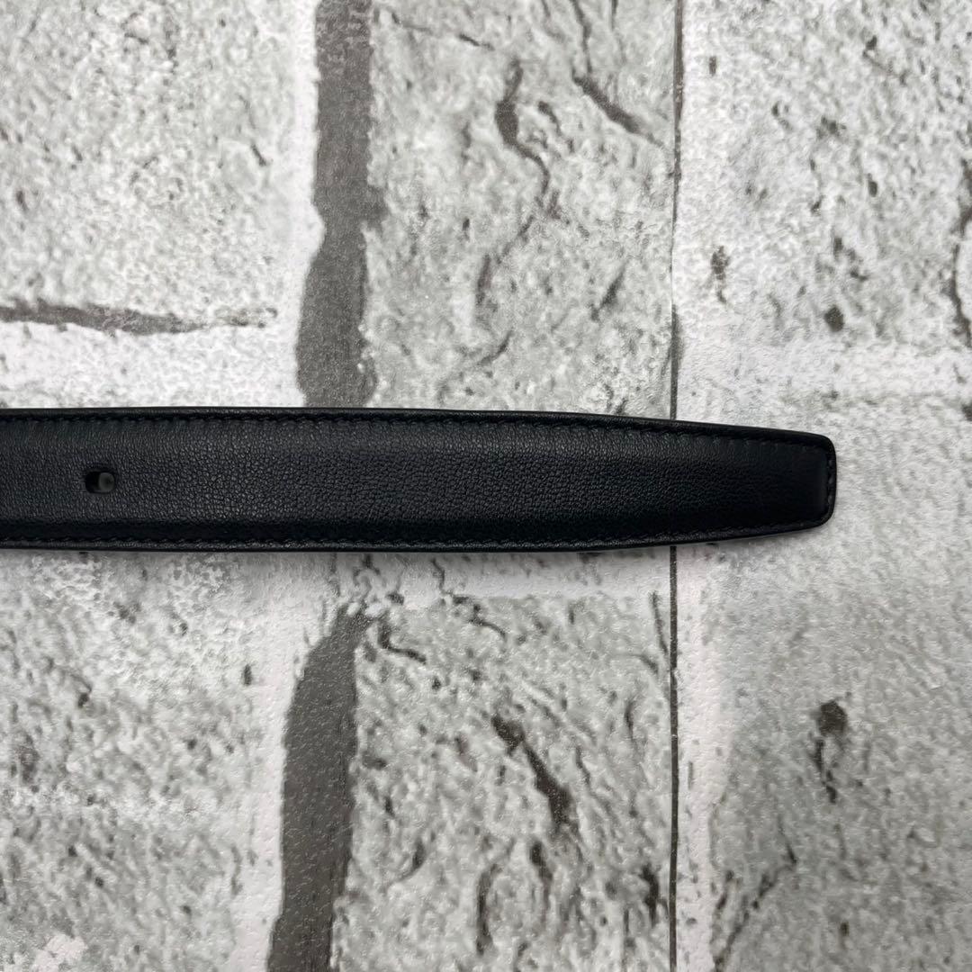 Saint Laurent Paris Men's Belt YSL Cassandra Leather Black Authentic