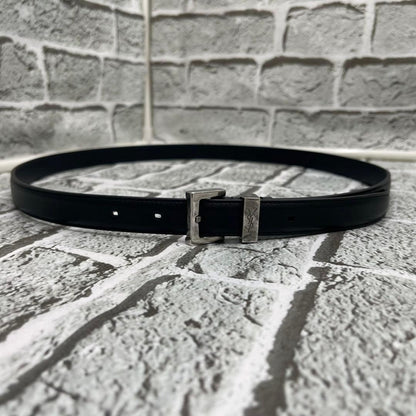 Saint Laurent Paris Men's Belt YSL Cassandra Leather Black Authentic