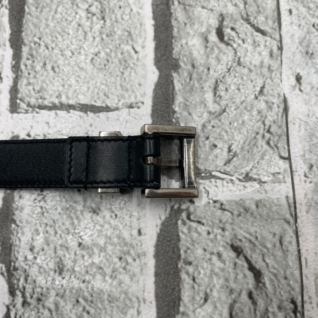 Saint Laurent Paris Men's Belt YSL Cassandra Leather Black Authentic