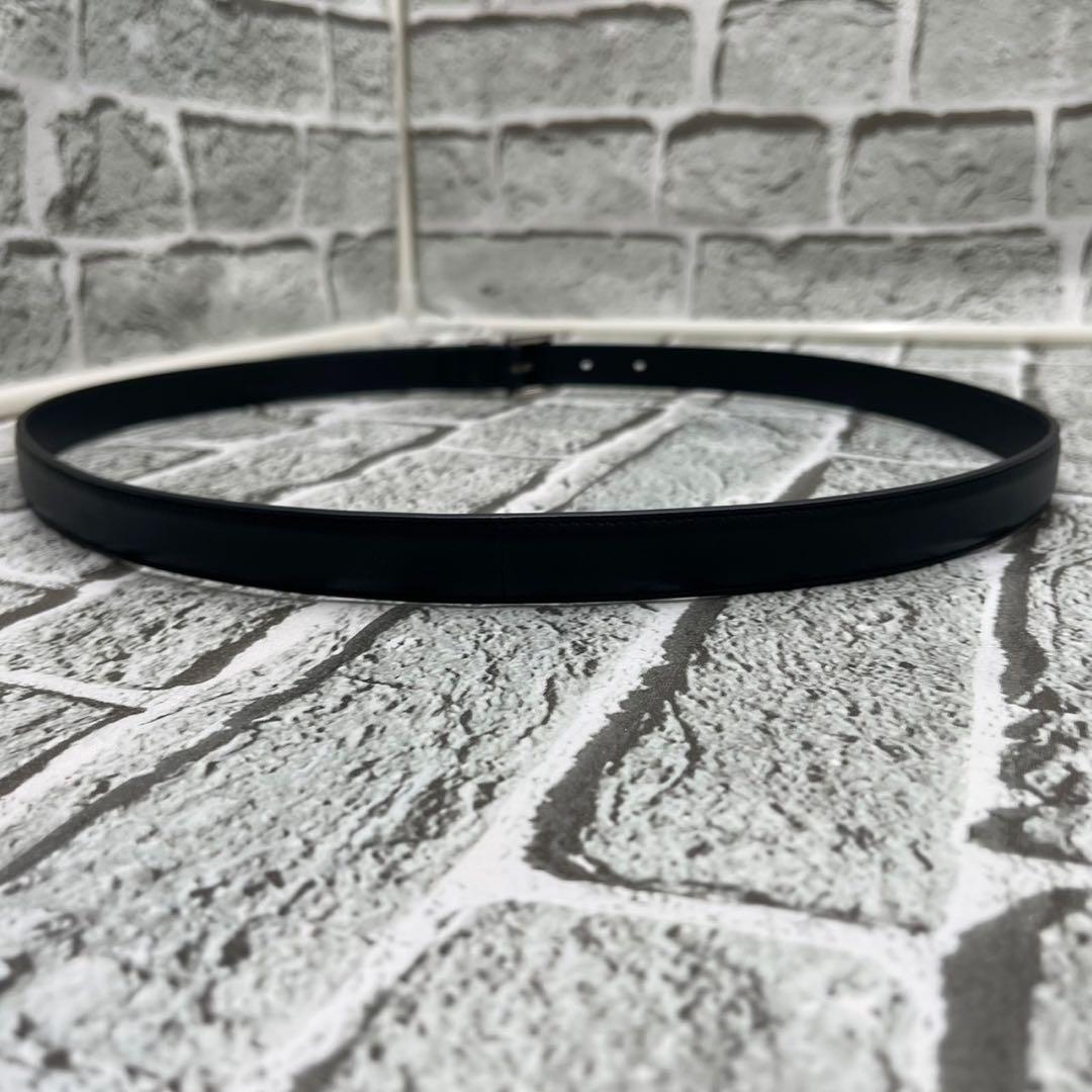 Saint Laurent Paris Men's Belt YSL Cassandra Leather Black Authentic