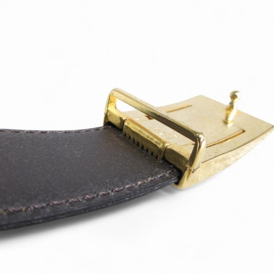 Saint Laurent Men's Belt YSL Cassandra Gold Black Authentic