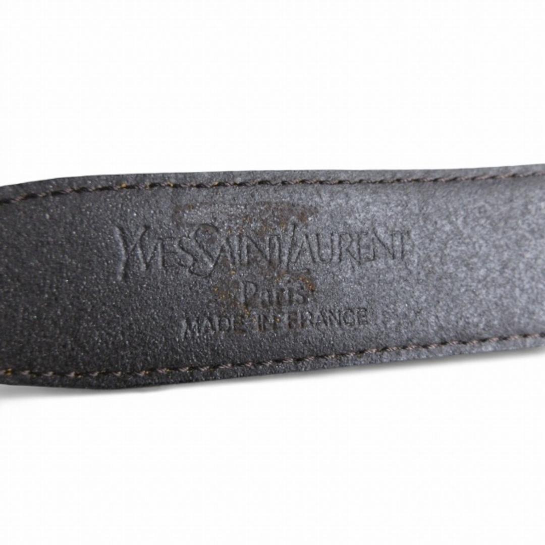 Saint Laurent Men's Belt YSL Cassandra Gold Black Authentic