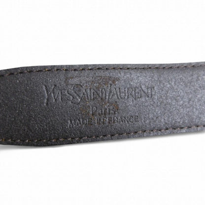 Saint Laurent Men's Belt YSL Cassandra Gold Black Authentic