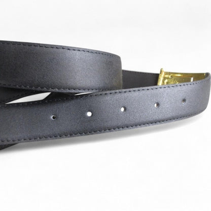 Saint Laurent Men's Belt YSL Cassandra Gold Black Authentic