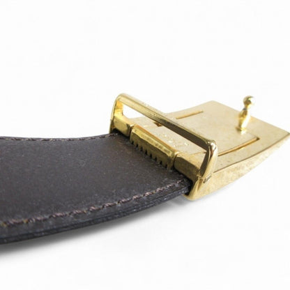 Saint Laurent Men's Belt YSL Cassandra Gold Black Authentic