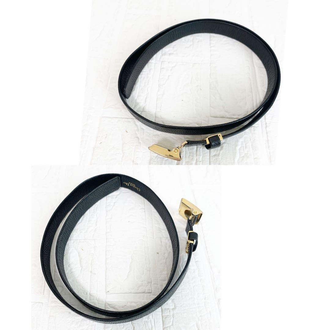 Christian Dior Men's Belt Logo Leather Black Authentic