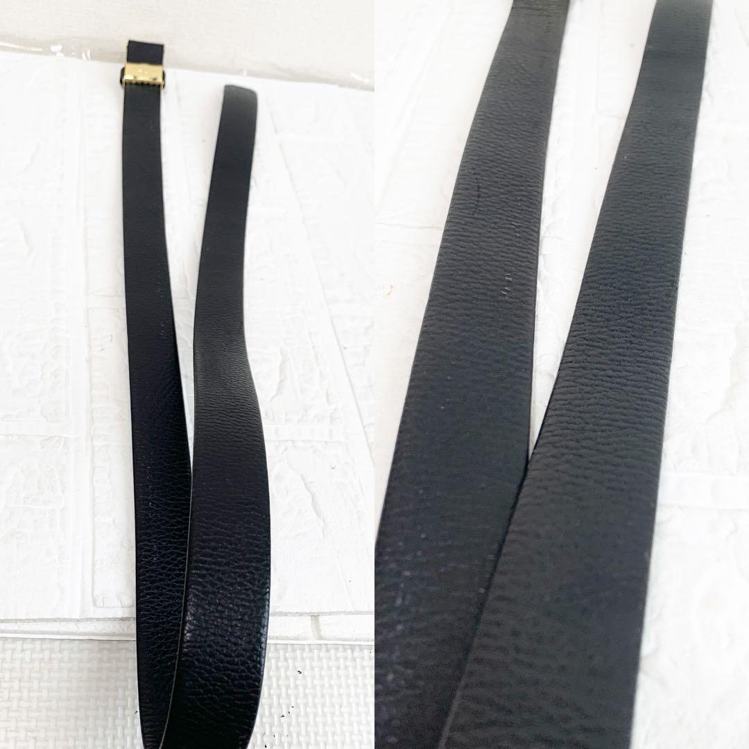 Christian Dior Men's Belt Logo Leather Black Authentic