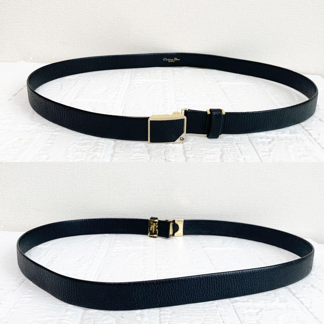 Christian Dior Men's Belt Logo Leather Black Authentic