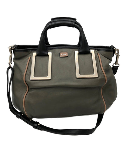 Chloe Hand Shoulder Bag Tote Purse 2way Ethel Gray Black Authentic