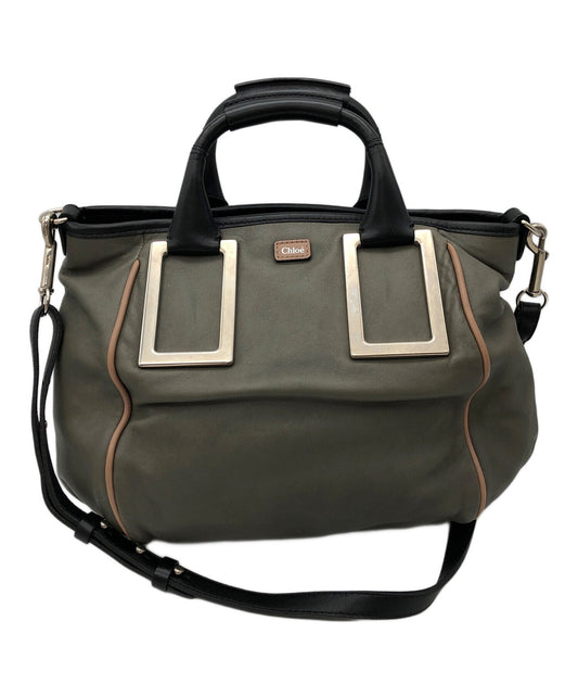 Chloe Hand Shoulder Bag Tote Purse 2way Ethel Gray Black Authentic