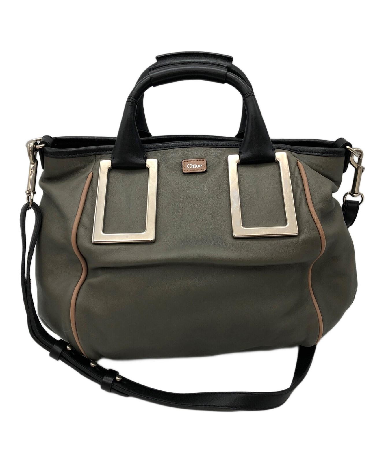 Chloe Hand Shoulder Bag Tote Purse 2way Ethel Gray Black Authentic