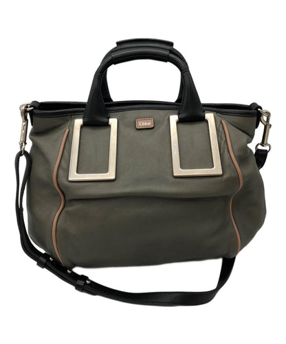 Chloe Hand Shoulder Bag Tote Purse 2way Ethel Gray Black Authentic