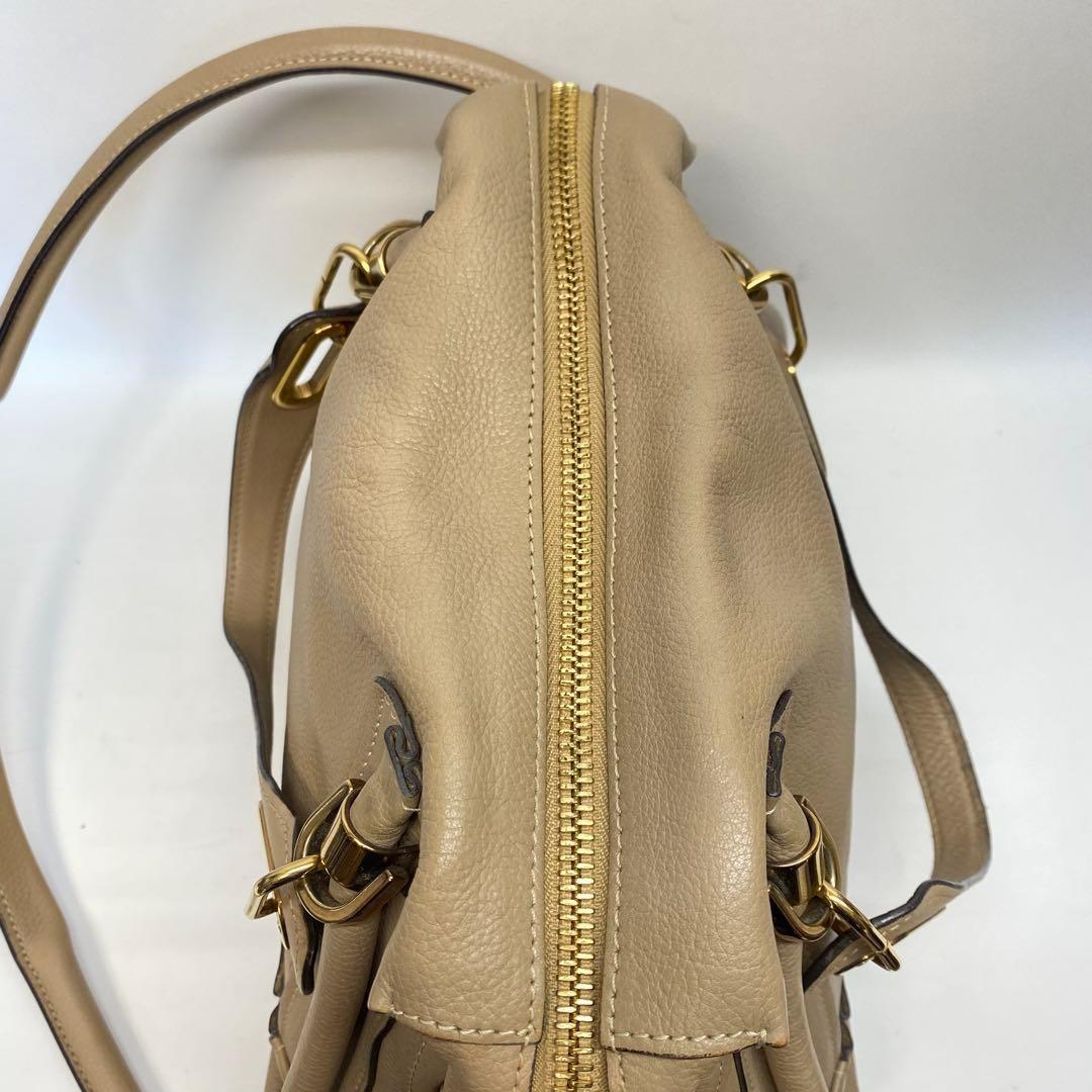 Chloe Hand Shoulder Bag Tote Purse 2way Paraty Leather Beige Authentic