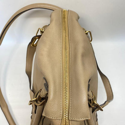 Chloe Hand Shoulder Bag Tote Purse 2way Paraty Leather Beige Authentic