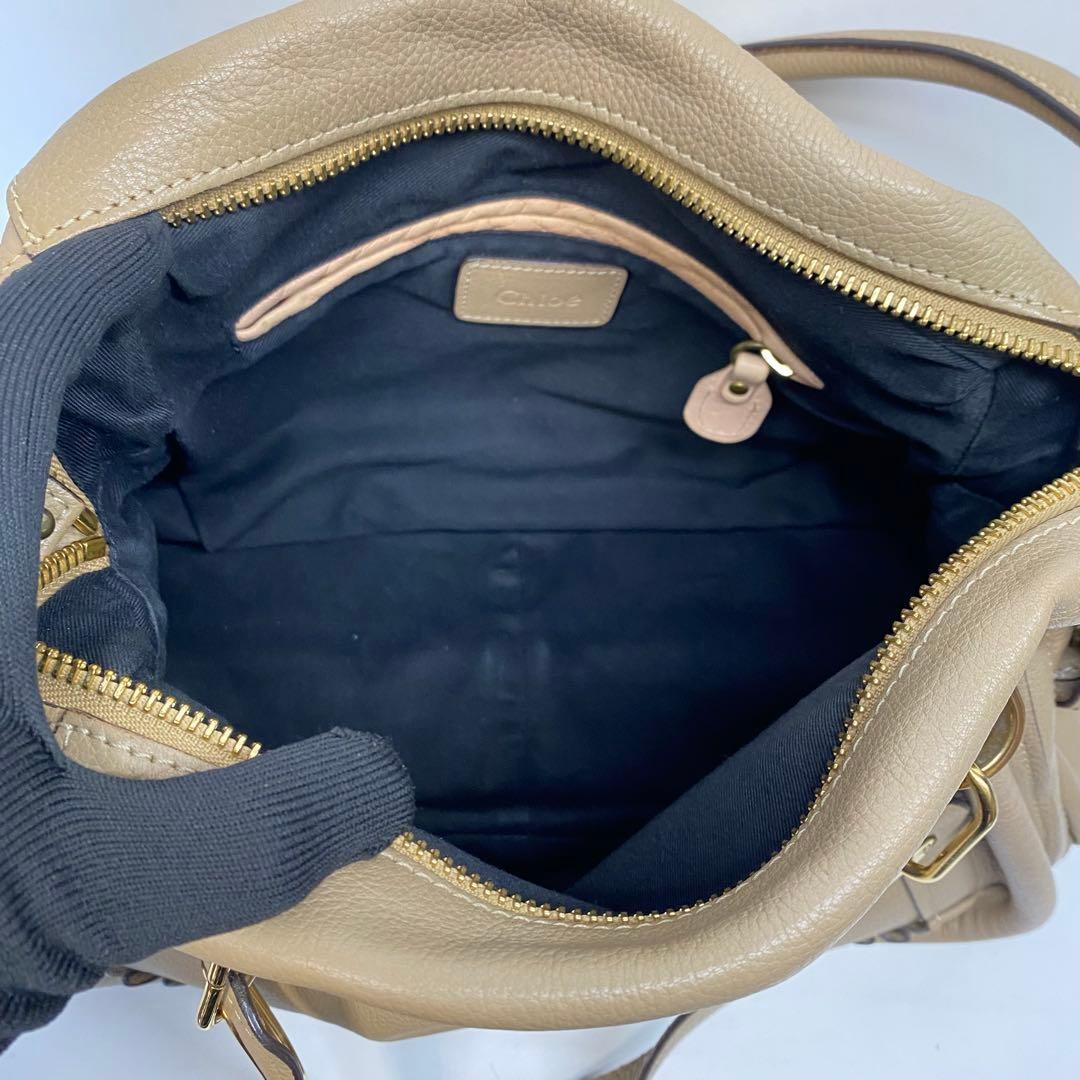 Chloe Hand Shoulder Bag Tote Purse 2way Paraty Leather Beige Authentic