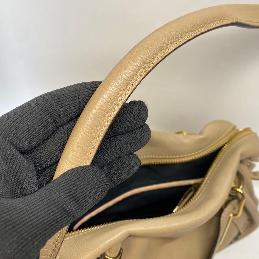 Chloe Hand Shoulder Bag Tote Purse 2way Paraty Leather Beige Authentic