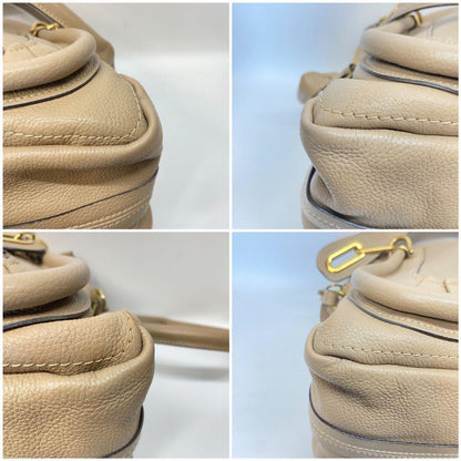 Chloe Hand Shoulder Bag Tote Purse 2way Paraty Leather Beige Authentic