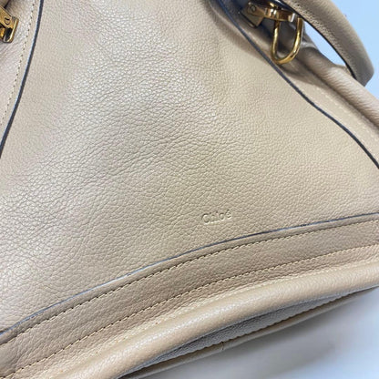 Chloe Hand Shoulder Bag Tote Purse 2way Paraty Leather Beige Authentic