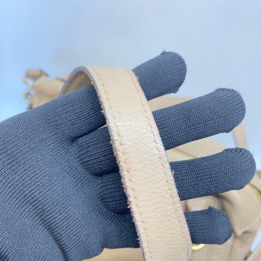 Chloe Hand Shoulder Bag Tote Purse 2way Paraty Leather Beige Authentic