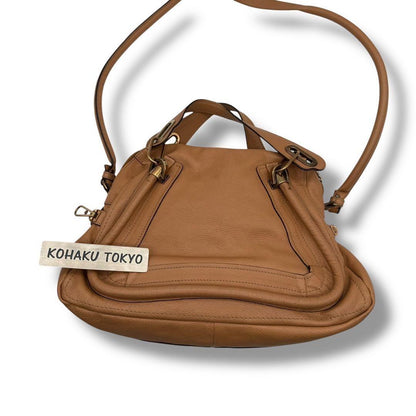 Chloe Hand Shoulder Bag Tote Purse 2way Paraty Leather Brown Authentic