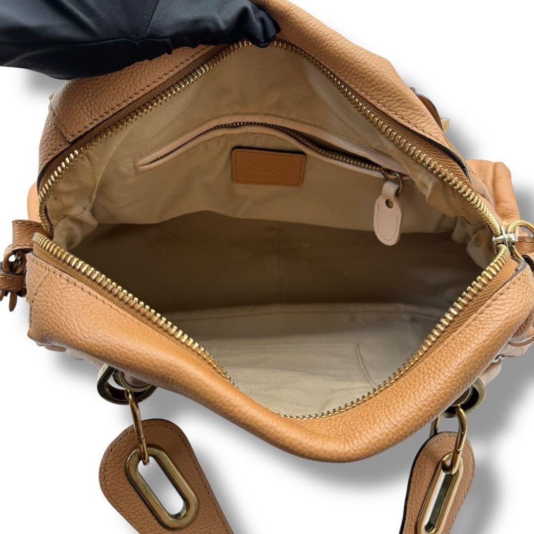 Chloe Hand Shoulder Bag Tote Purse 2way Paraty Leather Brown Authentic