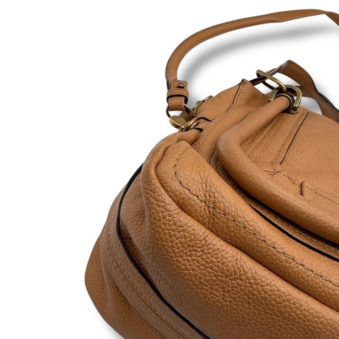 Chloe Hand Shoulder Bag Tote Purse 2way Paraty Leather Brown Authentic