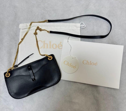 Chloe Mini Shoulder Bag Purse Chain Leather Black Authentic