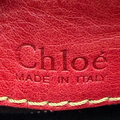 Chloe Hand Bag Tote Purse Edith stitch pocket Bag Leather Red Authentic