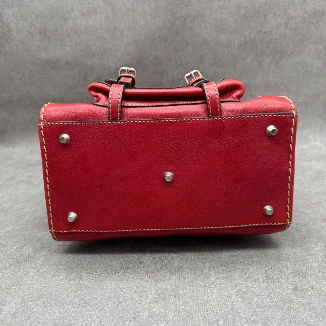 Chloe Hand Bag Tote Purse Edith stitch pocket Bag Leather Red Authentic