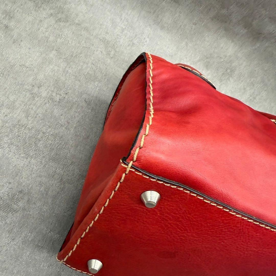 Chloe Hand Bag Tote Purse Edith stitch pocket Bag Leather Red Authentic