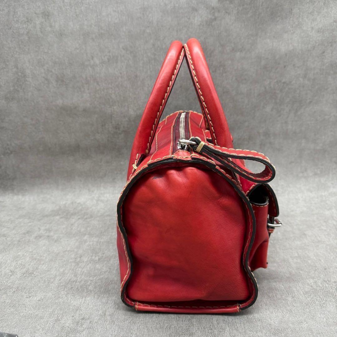 Chloe Hand Bag Tote Purse Edith stitch pocket Bag Leather Red Authentic