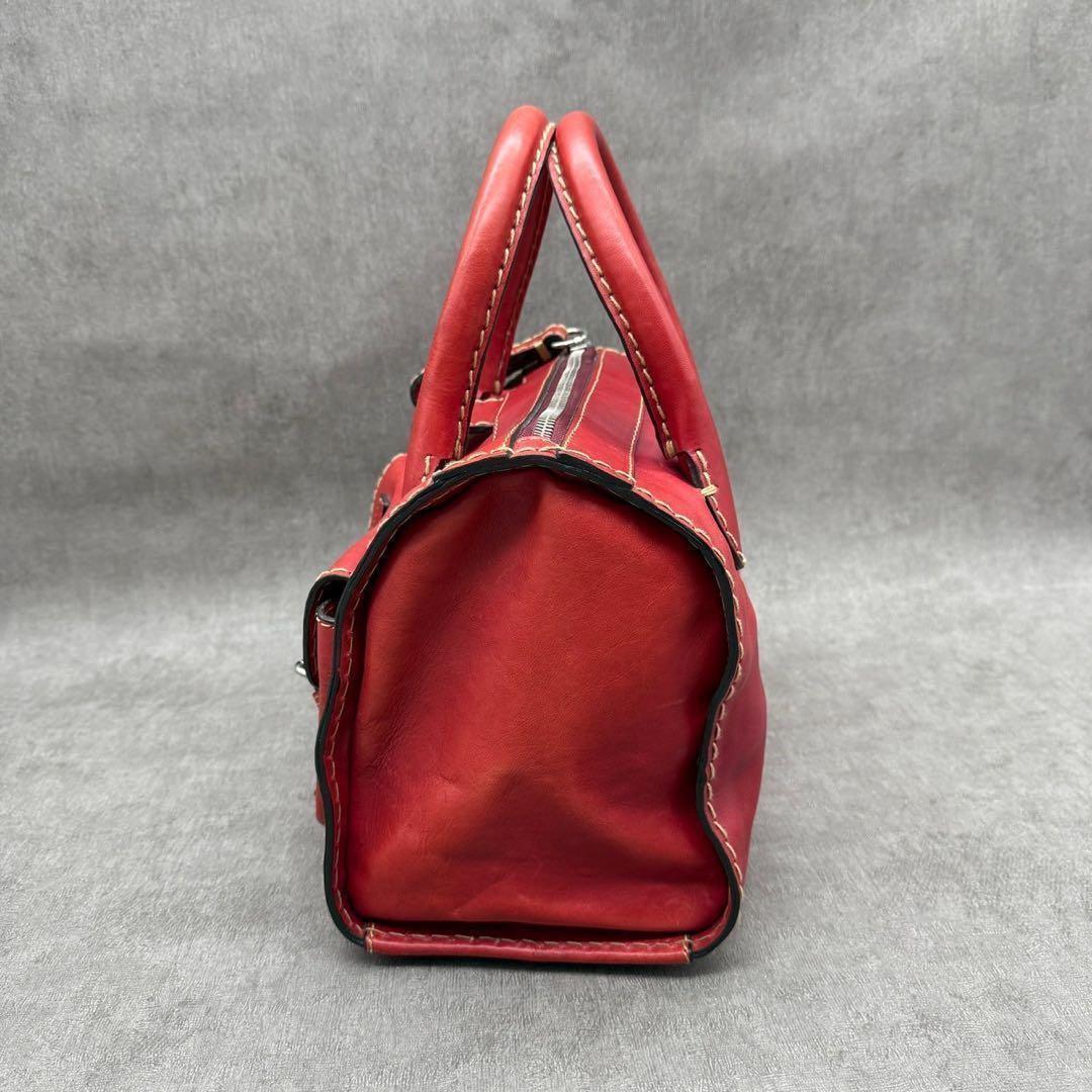 Chloe Hand Bag Tote Purse Edith stitch pocket Bag Leather Red Authentic