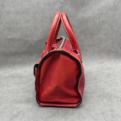 Chloe Hand Bag Tote Purse Edith stitch pocket Bag Leather Red Authentic